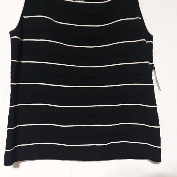 J.A.C. Black/White Striped Tank Womens Large L Ribbed Knit Top Shirt Summer - Picture 3 of 10